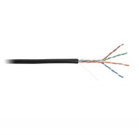 Кабель NETLAN U/UTP 4 пары, Кат.5e, одножильный, омедненный, внешний, черный, 305м NETLAN CCA-UU004-5E-PE-BK