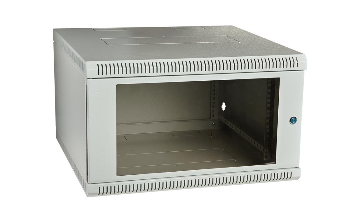 Шкаф телекоммуникационный настенный разборный 19”,6U(600x450), ШТ-НСр-6U-600-450-С дверь стекло ССД