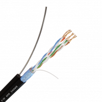Кабель FTP 4PR 24AWG CAT5e 305м. черный внешний с одножильным тросом