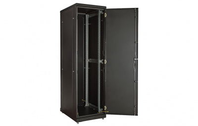 Шкаф телекоммуникационный напольный 19", 24U(600x600), ШТ-НП-М-24U-600-600-М-Ч, передняя дверь металл, черный ССД