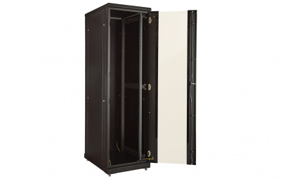 Шкаф телекоммуникационный напольный 19", 24U(600x600), ШТ-НП-М-24U-600-600-С-Ч, передняя дверь стекло, черный ССД